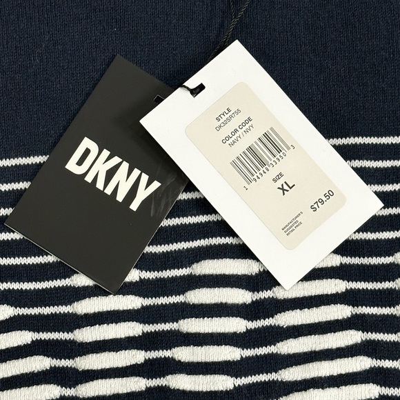 Men's DKNY XL 46 - 48 Crewneck Sweater Navy Blue Logo Lorimer Long Sleeve NWT - Picture 10 of 11